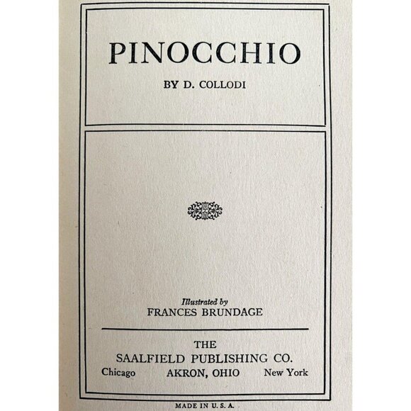 Pinocchio 1920s Illustrated Frances Brundage Raphael Tuck Artist HC Collodi WHBS - Picture 3 of 10
